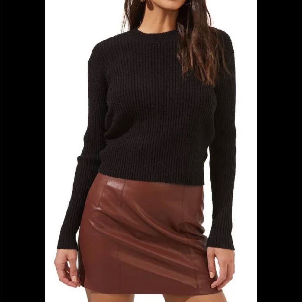 ASTR the label black ribbed knit backless sweater